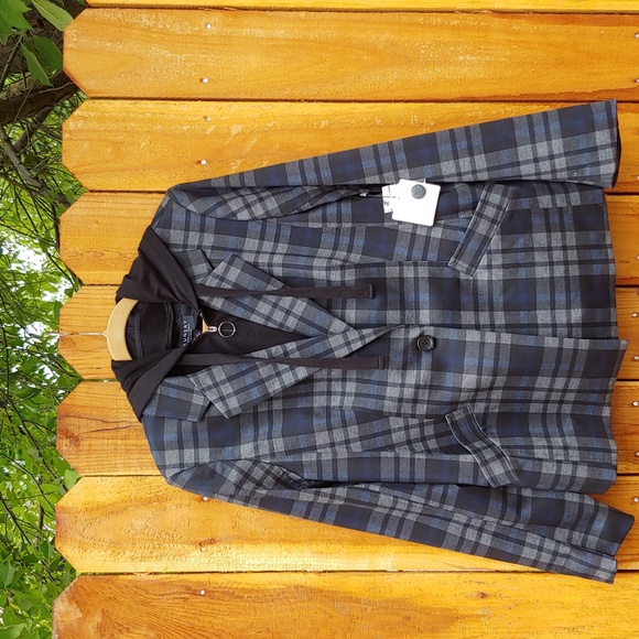 Laundry By Shelli Segal Jackets & Blazers - Hoodie Illusion Layered Plaid Blazer, Laundry by Shelli Segal